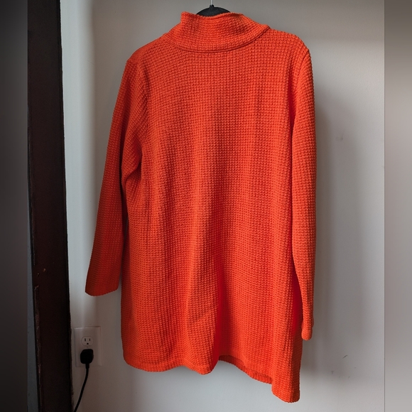 Lauren Ralph Lauren Women's 2X Knit Sweater Orange Full Zip Button - Picture 4 of 6